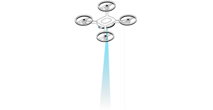 The drone sets the height